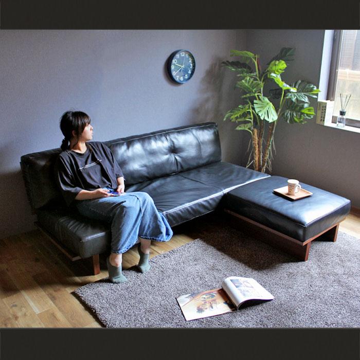 カウチソファー カウチソファ 本革 幅180cm 3人掛け コーナーソファー