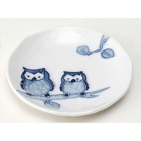 陶器 お皿/ 一珍フクロウ 小皿 /和食器 かわいい 食器 猫 テーブル