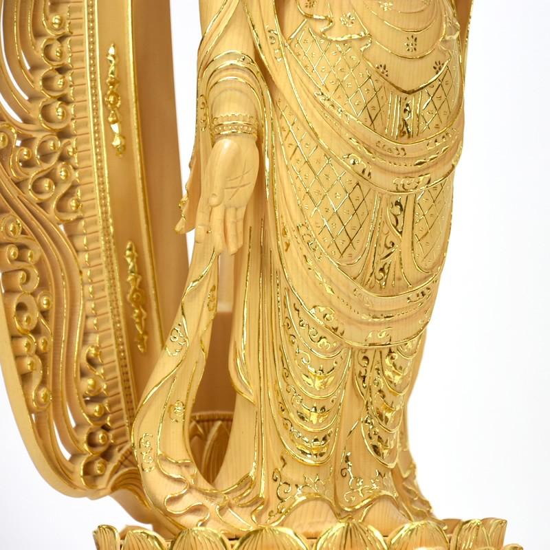 木彫仏像 【十一面観音菩薩立像】 桧木 切金仕上げ 立9.0寸 総高61cm