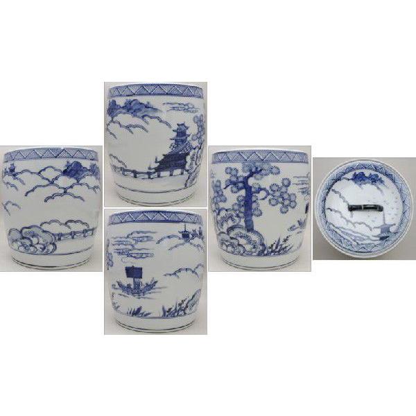 新古品）茶道具 水指 水差し 膳所焼 染付 雲堂 岩崎新定作 陽炎園 膳所