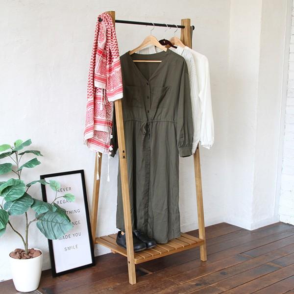 ハンガーラック ソフトヴィンテージ風 北欧風 収納付き シンプル