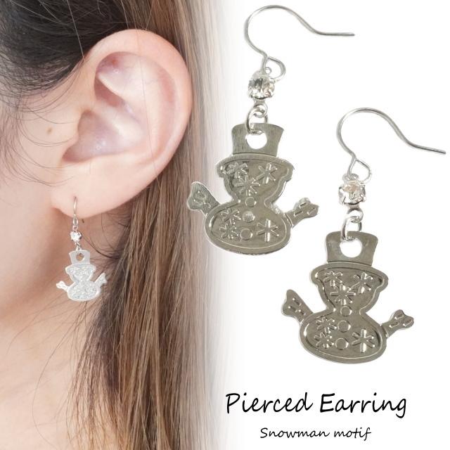 ピアス 雪だるま スノーマン 雪 スノーフレーク キラキラ サージカル