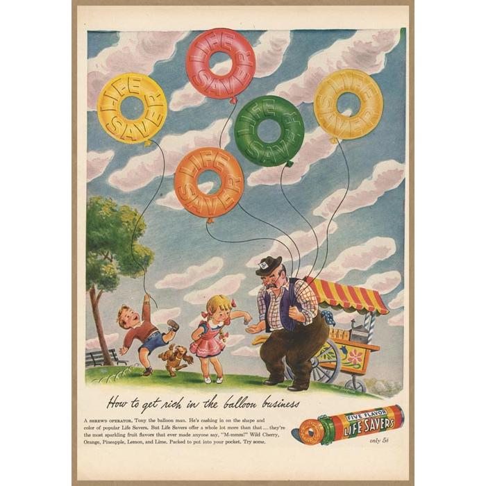 LIFESAVERS レトロミニポスター B5サイズ 複製広告 ◇ ライフセーバー