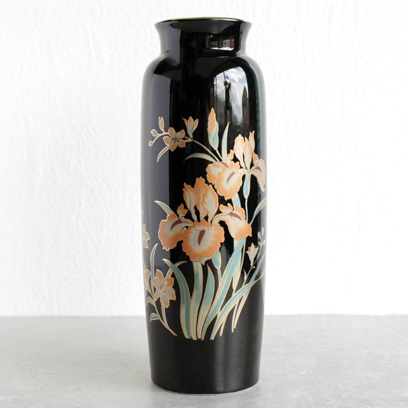 花瓶 24.5cm フラワーベース 花器 雑貨 レトロ 生け花 花入れ 金彩