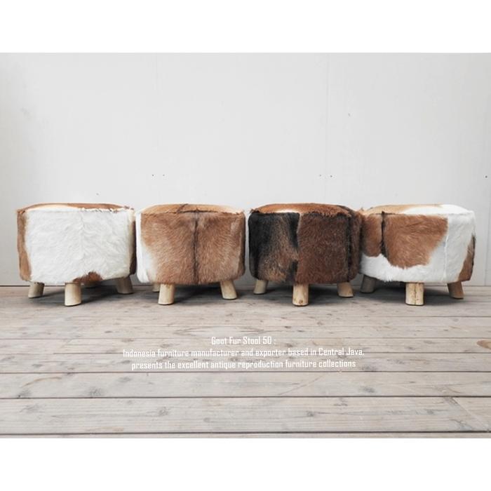 山羊毛皮 ラウンドスツール 50cm 丸椅子 ハラコチェア 毛皮 天然素材