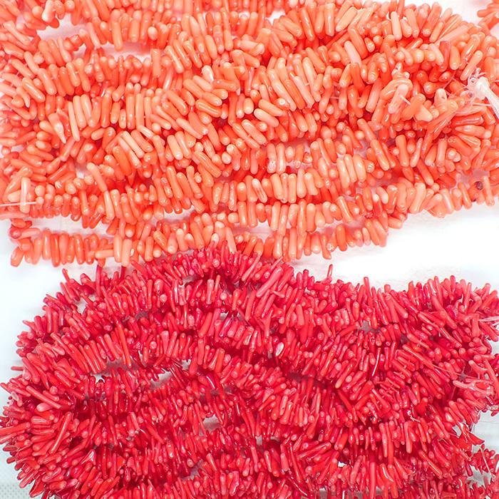 12. サンゴビーズ (染色) 枝ビーズ 1連 全2色 #1 枝珊瑚 コーラル