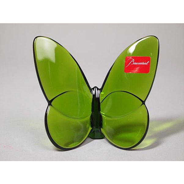 バカラ（Baccarat） 置物 ラッキーバタフライ （モスグリーン
