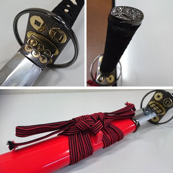 模擬刀 真田幸村 大刀 赤拵（模造刀/六文銭/守り刀/厄除け/戦国武将/赤