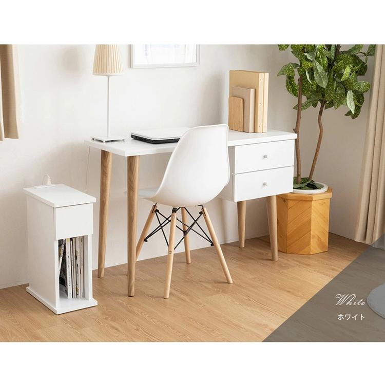引き出し2杯付き 北欧調 スリムデスク 幅105cm 木製スリムデスク