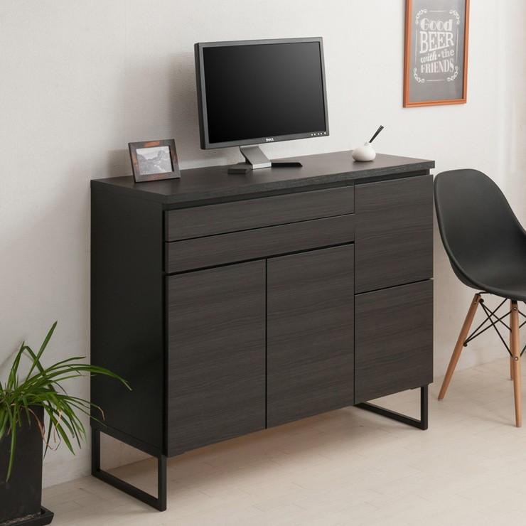 日本製 完成品 キャビネット アンティーク ブラック 幅106 国産 デスク