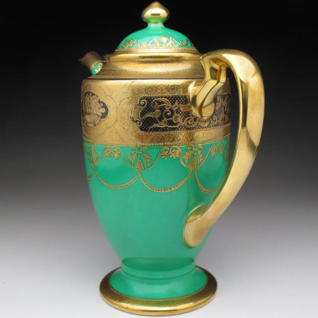 ノリタケ オールドノリタケ グリーン地金盛り コーヒーポット