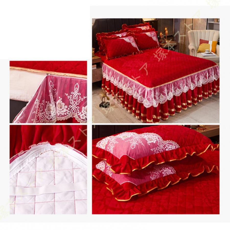 宮廷風 ベッドスカート ダブル フラネル シーツ 暖かい マットレース