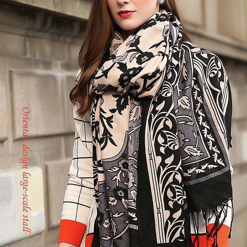 ストール/オリエンタル柄ウール大判ストール レディース 秋 冬 秋冬 春
