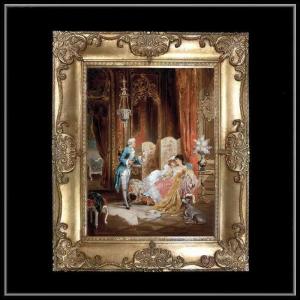 ロココ調ゴールドダブルフレーム 貴族額絵 ファブリック印刷 49M