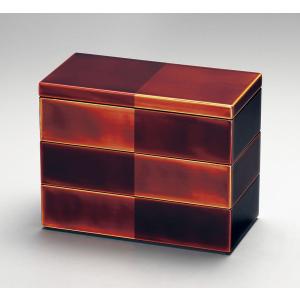 和食器 会津漆器 お重 木製 6.0寸 三段重箱 漆塗り やぶこうじ 溜内朱