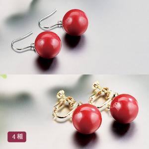 桃珊瑚 ももさんご サンゴ イヤリング 円盤 ナチュラルコーラル : 珊瑚