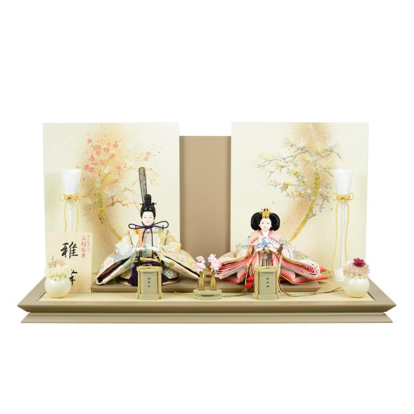 雛人形 平安道翠 親王 正絹帯 舞小三五親王 夢舞 平台 きらりモカ 幅