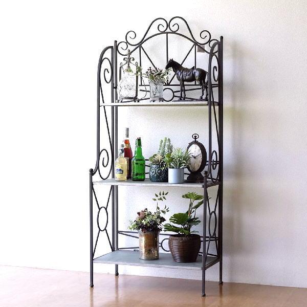 棚 シェルフ ラック 3段 アイアン 本棚 収納棚 シャビー おしゃれ