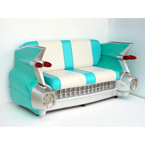 2人掛けCarソファ-Cadillac-（エメラルドグリーン×白）ライト点灯