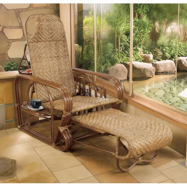 籐 ラタン rattan 寝椅子 シェーズロング リクライニング チェア