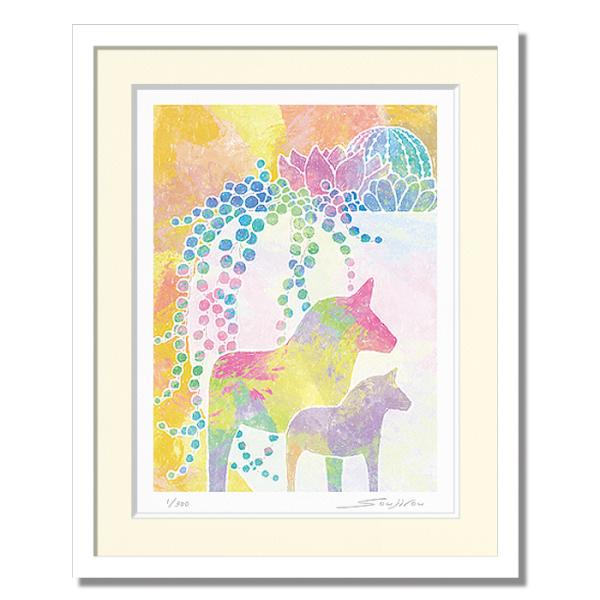 絵画 馬 静物画 インテリア 壁掛け 版画 アート 玄関 おしゃれ 額入り