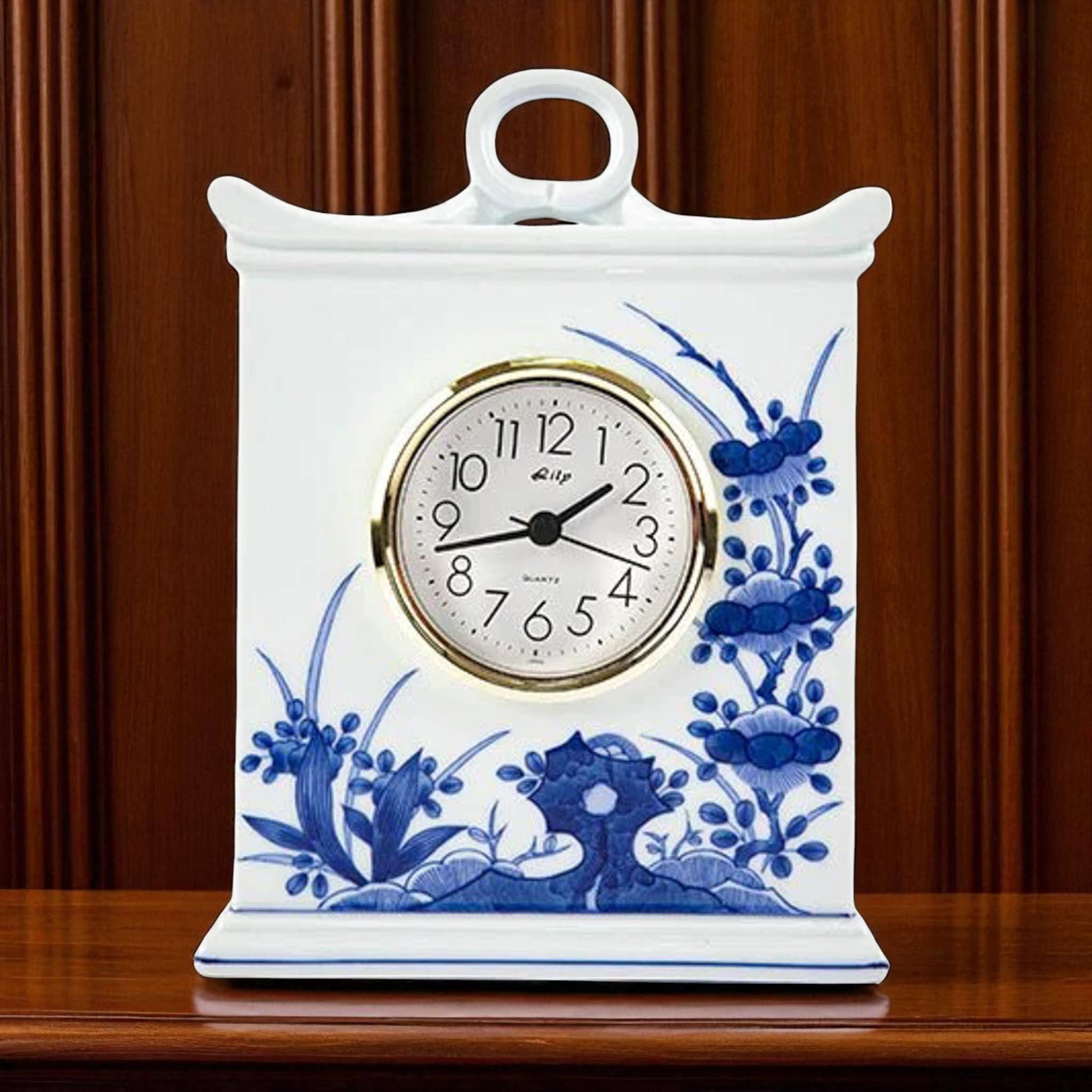 有田焼 置時計 | 其泉 | 染付岩牡丹紋 | 賞美堂