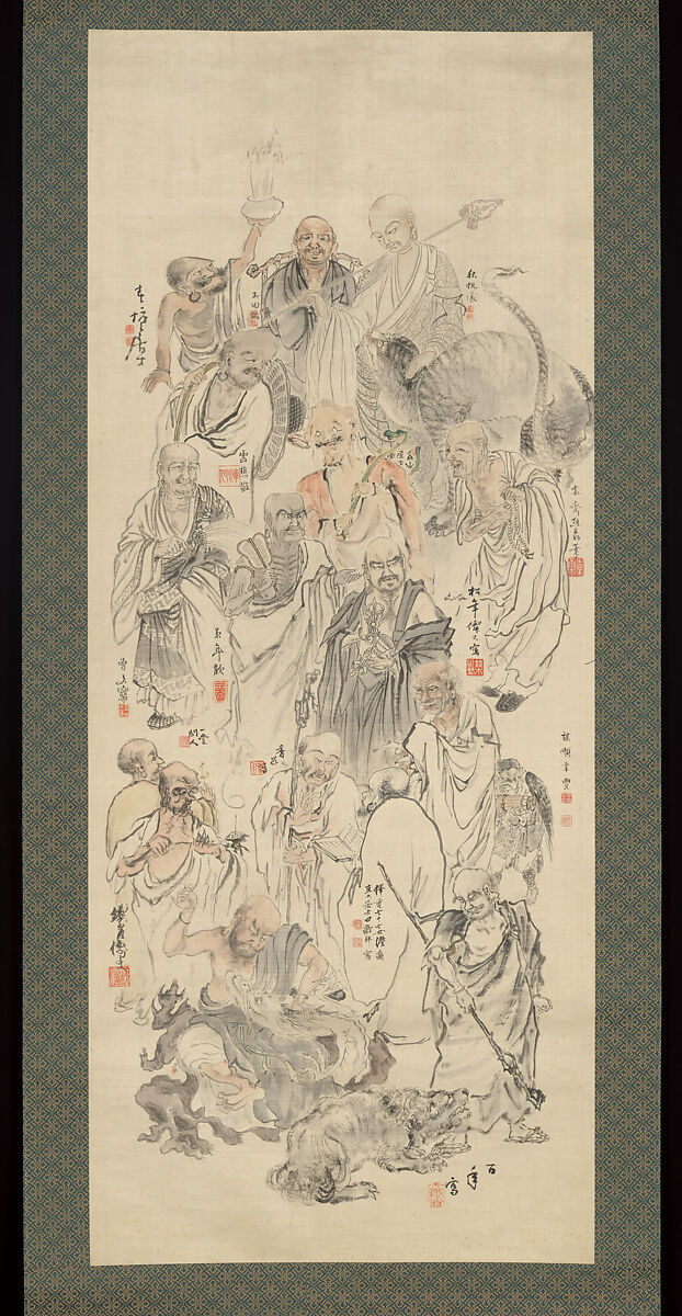 十六羅漢図合作 Collaborative Painting of Sixteen Arhats】明治時代