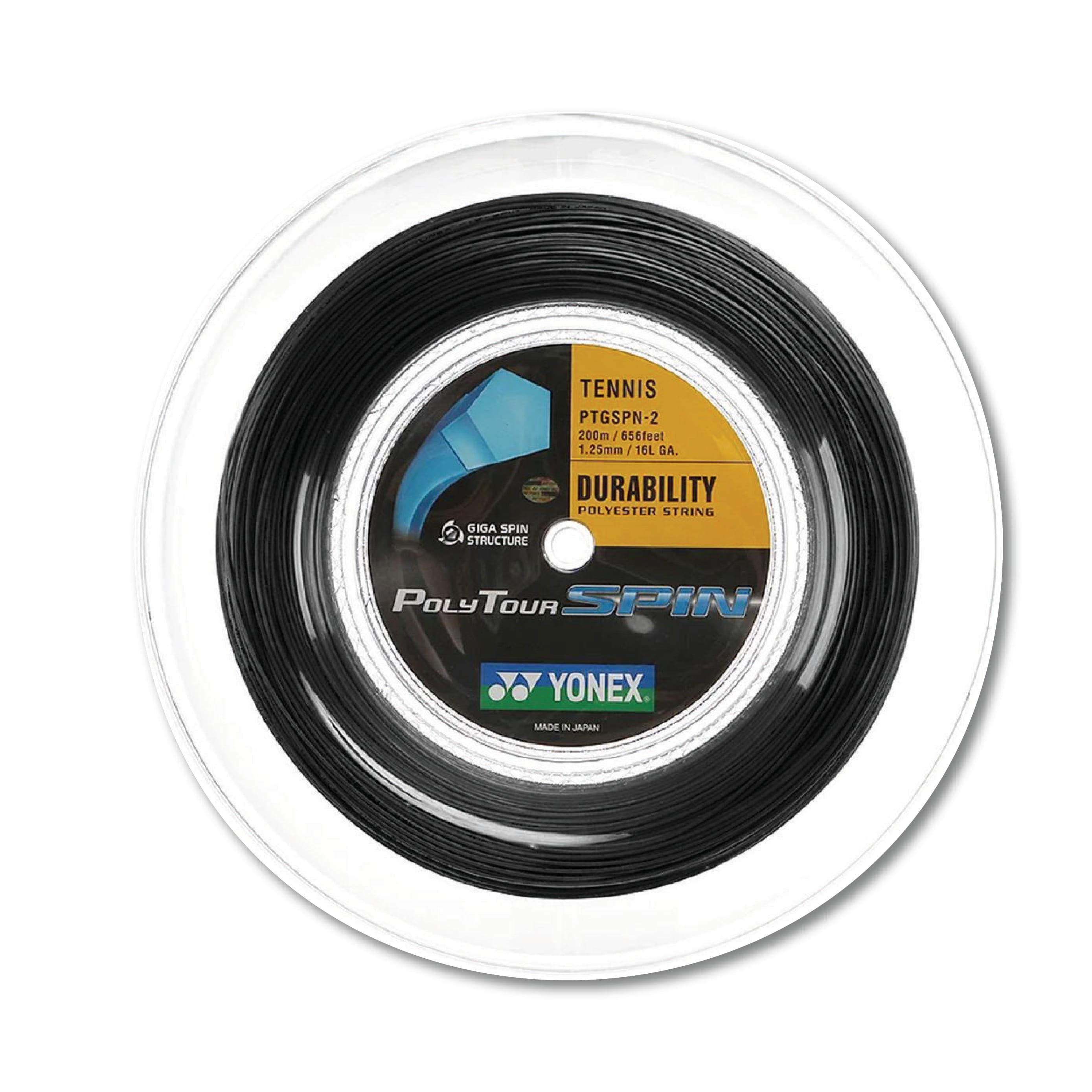 Yonex Polytour Spin 125 / 16L 200m Tennis String Reel (Black