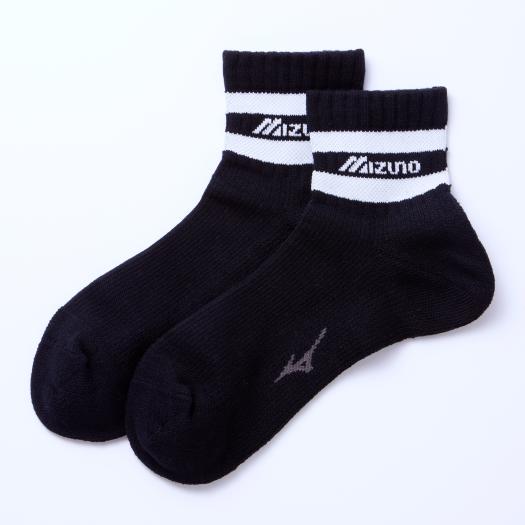 ミズノ直営限定】ドライベクター薄手パイルハーフソックス ロゴ＋