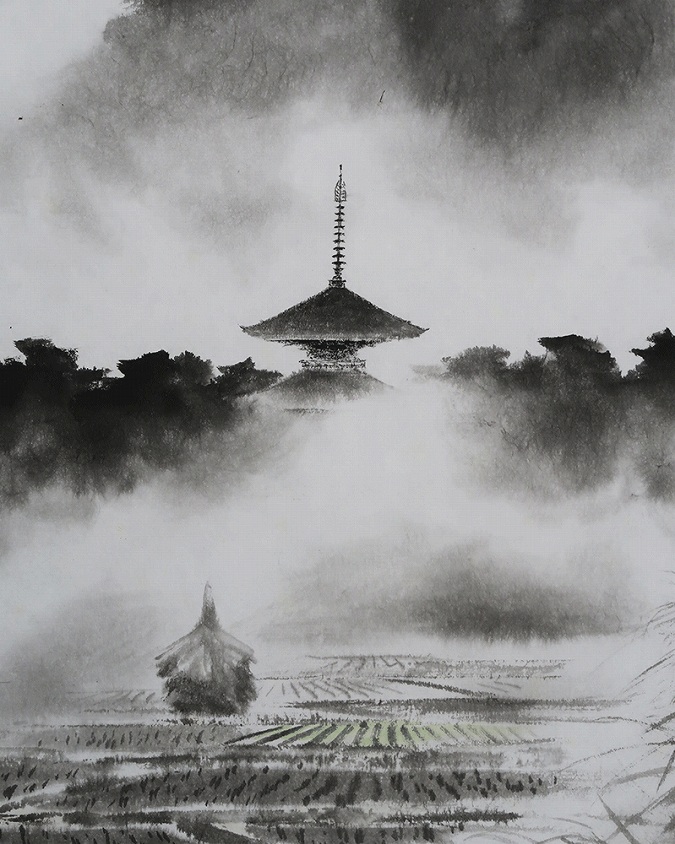 鈴木三朝 斑鳩 | 掛軸(掛け軸)販売／表装ご依頼は掛軸いっぷく掛軸