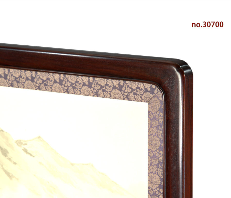 衝立: 紫檀 三原作 山水襖絵 裏金砂子 大阪唐木指物 no.30700 / 唐木