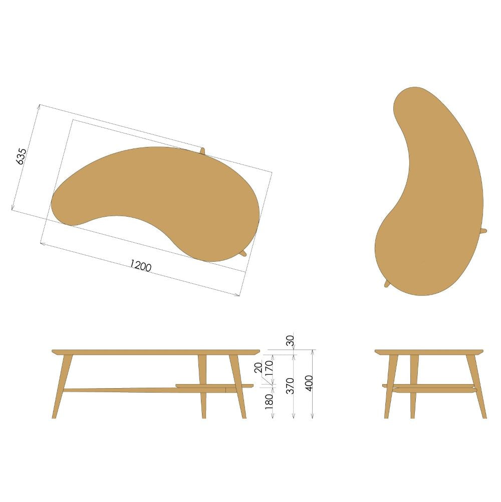 CIVILしずく型リビングテーブル(オーク) – 柏木工株式会社オンラインストア