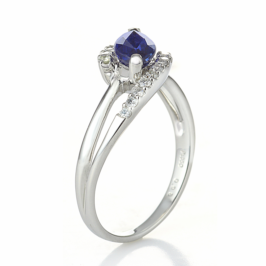 プラチナ製 サファイア ダイヤモンド リング（SA0.98ct D0.17ct・非