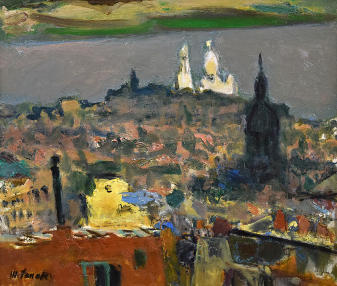 田辺三重松「サクレクール眺望（パリ）」油絵・F10号 絵画買取・販売の