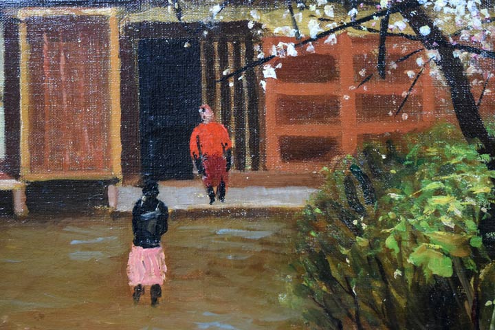 居串佳一「梅咲く農家」油絵・F10号 絵画買取・販売の小竹美術