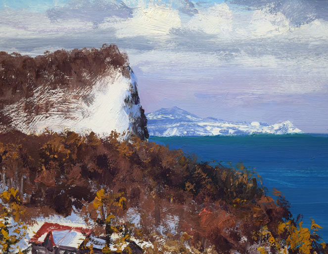 樋口洋「石狩の海」油絵・色紙 絵画買取・販売の小竹美術