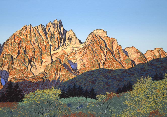 小暮真望「仙人池に映る秋麗剱岳」シルクスクリーン版画 絵画買取