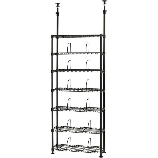 突っ張りラック 幅75cm 7段 ルミナスノワール スチールラック 幅78