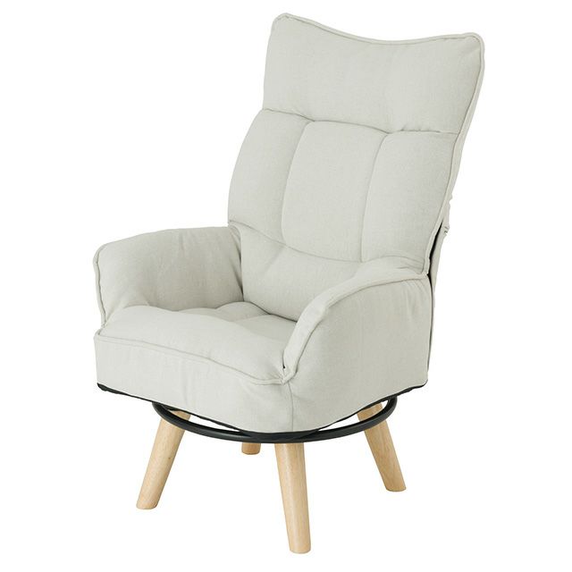 座椅子 ハイバック 回転式 肘掛け 脚付き 幅64×奥行62(62～76cm)×高