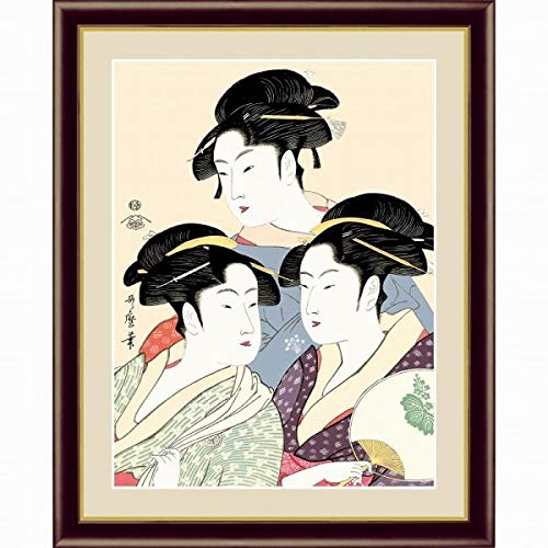 Amazon.co.jp: 喜多川歌麿『寛政の三美人』高精彩工芸画+手彩 人物画