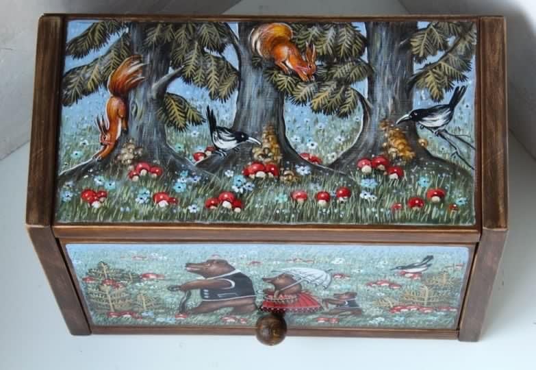 Amazon.co.jp: ロシア雑貨民話3匹のクマ&白腹カササギ&ウサギの家木製