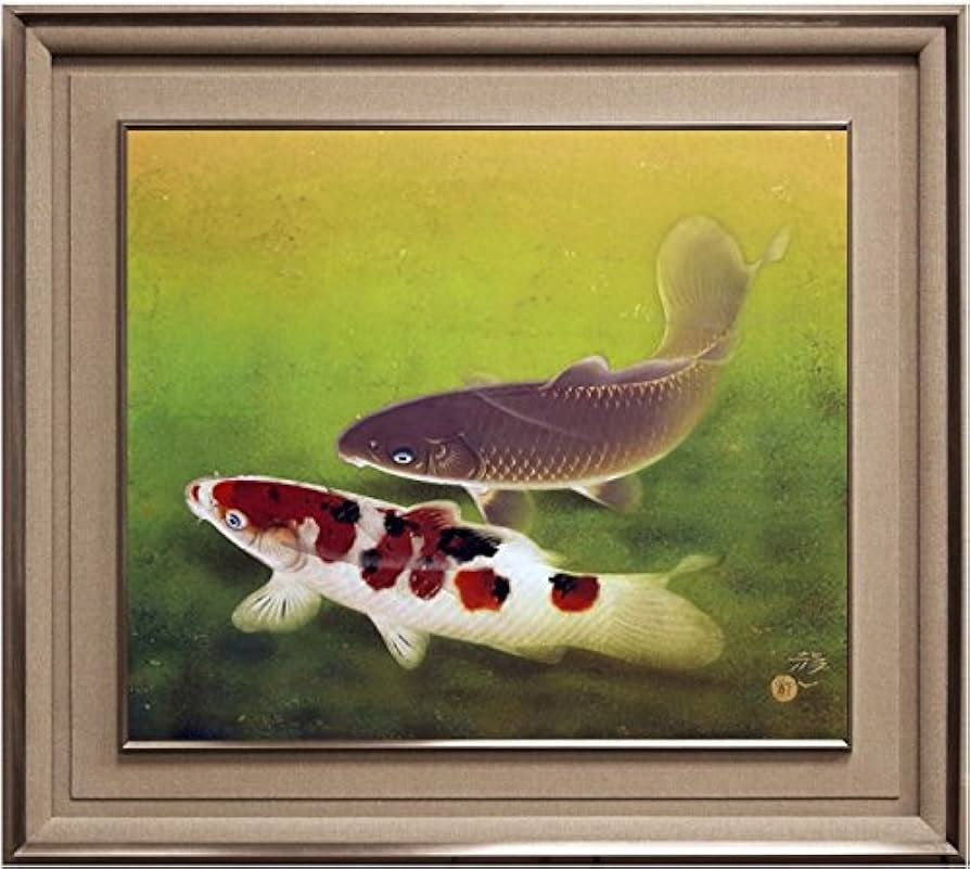 Amazon.co.jp: 太田龍一『双鯉』日本画 F10(10号) : ホーム＆キッチン