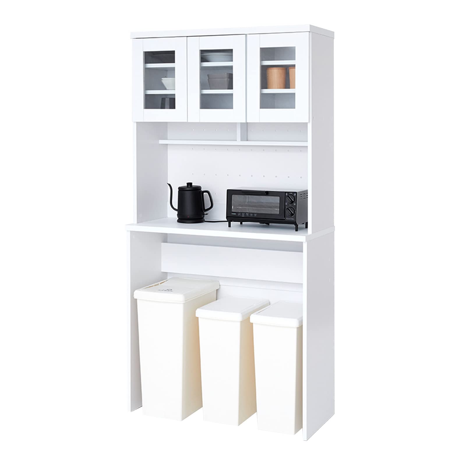 Amazon｜LOWYA ロウヤ 食器棚 ゴミ箱上ラック レンジ台付き 収納 幅