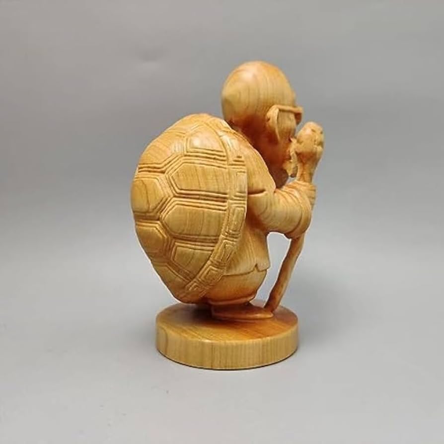 Amazon.co.jp: ミニ 亀仙人 天然木材 木製 彫刻 木彫り 置物 (高さ7cm