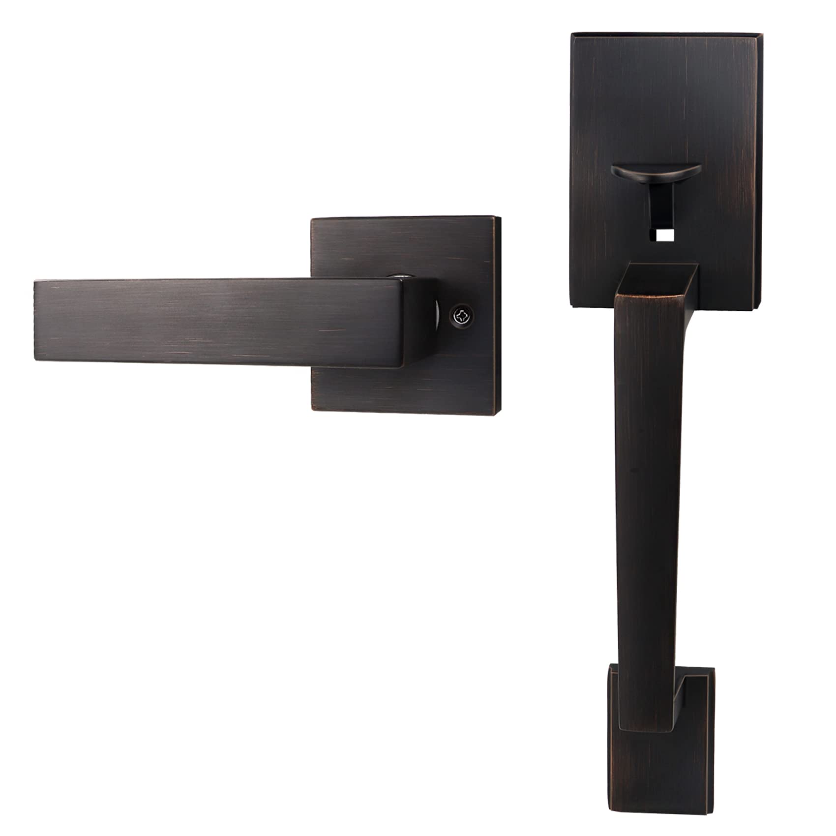 Azdele Bronze Front Door Handle Set, Oil Bronze Entry Door Handle