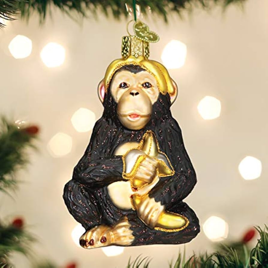 Amazon.com: Old World Christmas Chimpanzee with Banana Glass Blown