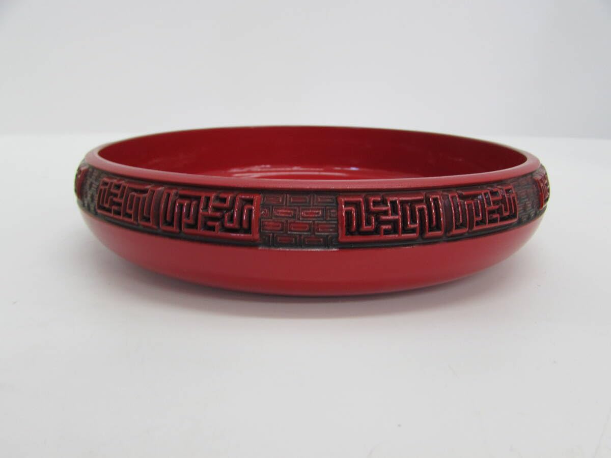 Amazon.co.jp: 仙台堆朱 仙臺堆朱 菓子器 盛器 菓子皿 和食器 楼閣山水