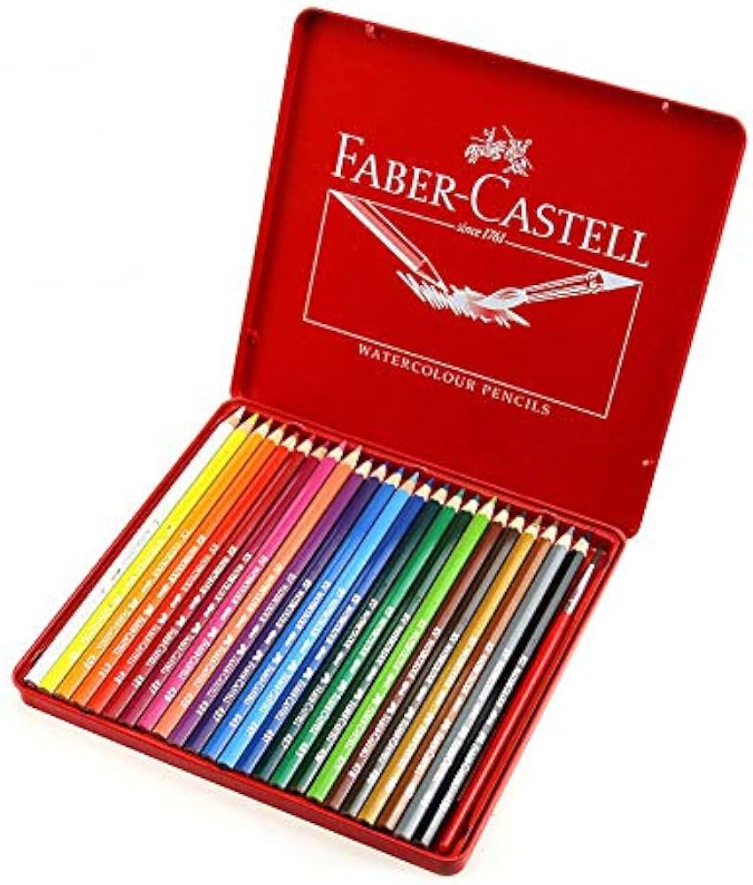 Amazon | ファーバーカステル FABER-CASTELL 水彩色鉛筆 24色 赤缶