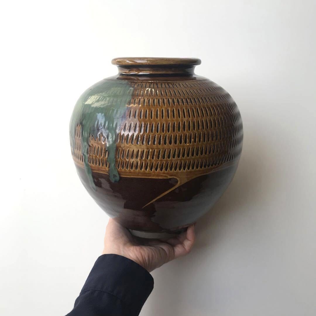 Amazon.co.jp: 小石原焼 小鹿田焼 壺 花瓶 フラワーベース 民藝