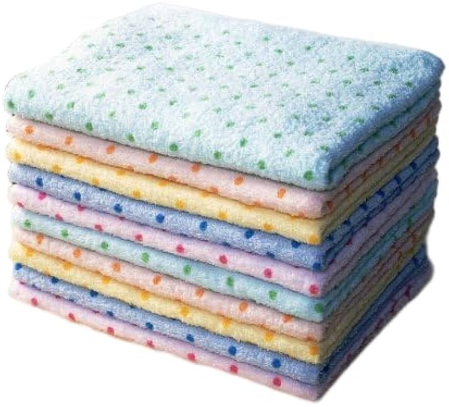 Amazon｜[丸藤] ソフト水玉フェイスタオル5色10枚組 コットン 水玉